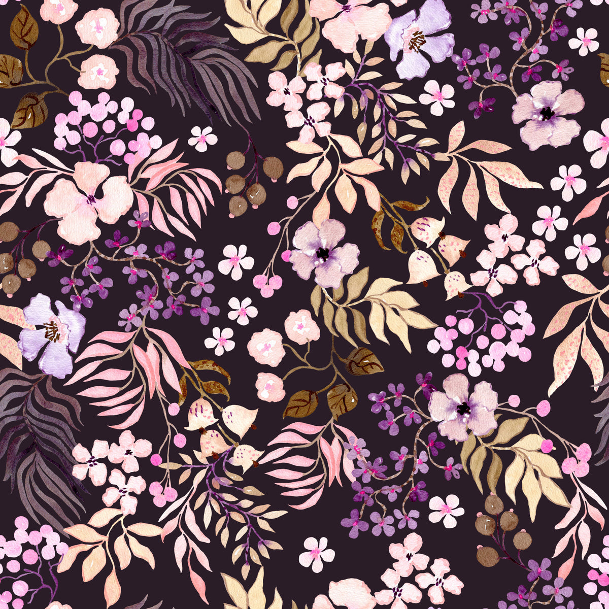 Dark Botanical Wildflowers Wallpaper⁠ in your room