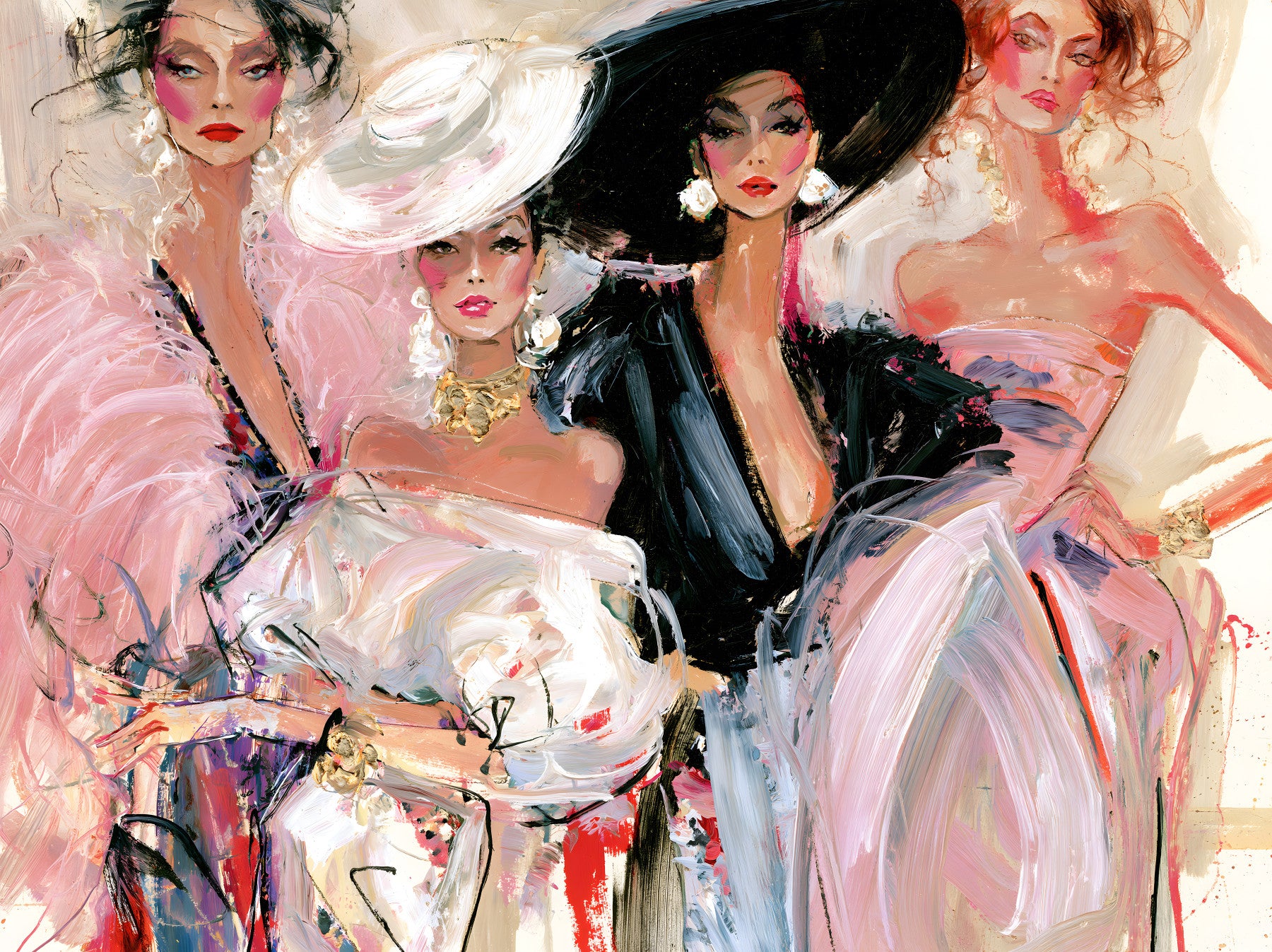 High Fashion Painted Portraits Wall Mural