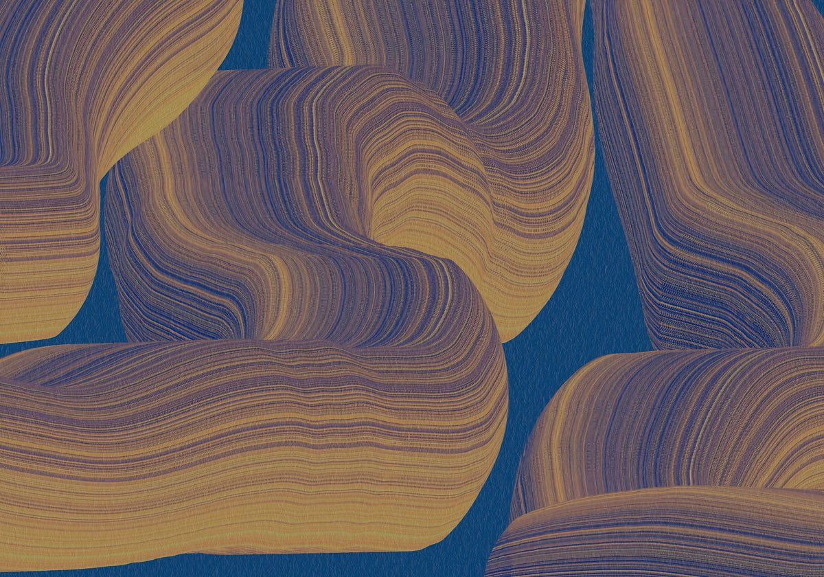 Sweeping Golden Curves on Navy Texture Wall Mural in your room