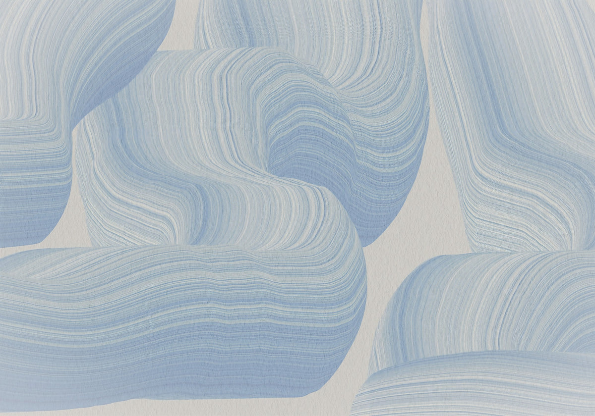 Cerulean Waves Abstract Wall Mural in your room