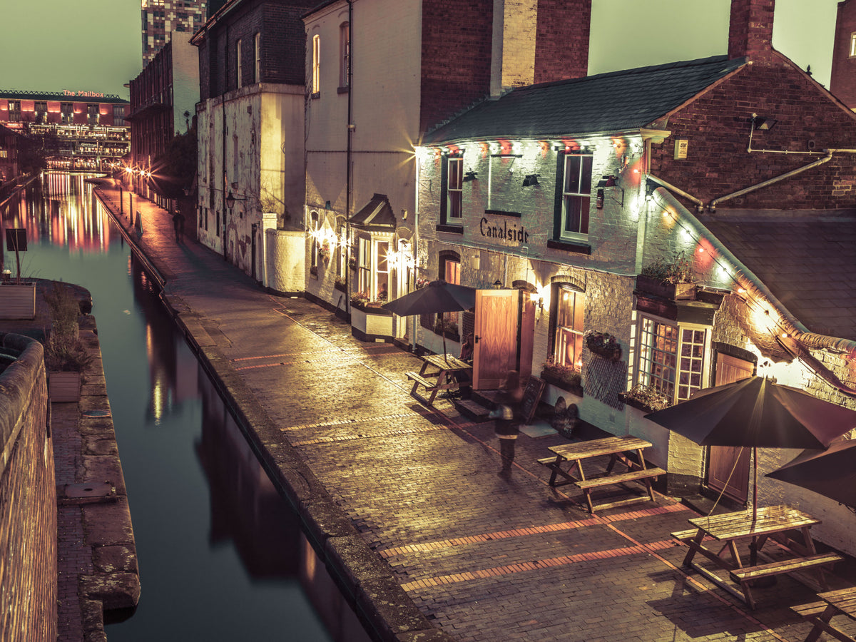 Evening Canal Side Path Wall Mural in your room — zoomed