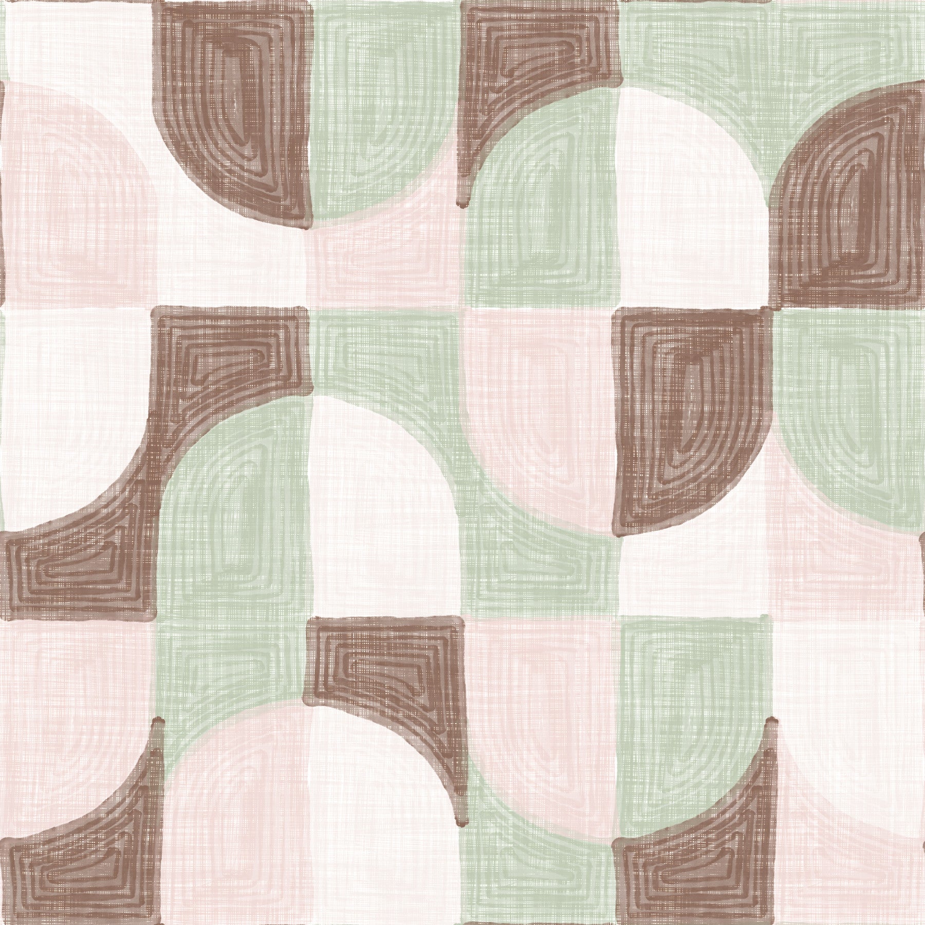 Bold Textured Hand Painted Geometries Grandmillennial Delight Soft Wallpaper⁠