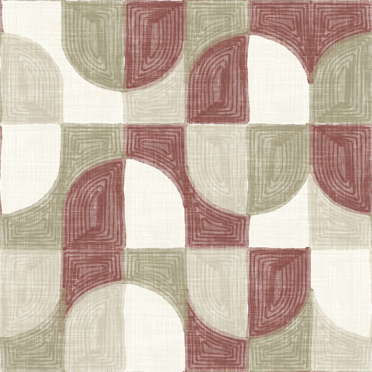 Bold Textured Hand Painted Geometries Rustic Farmhouse Earthy Tones Wallpaper⁠ in your room — zoomed