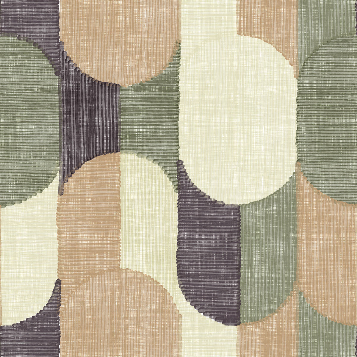 Mid Century Textured Hand Painted Geometries Curated Harmony Tones Wallpaper⁠ in your room — zoomed