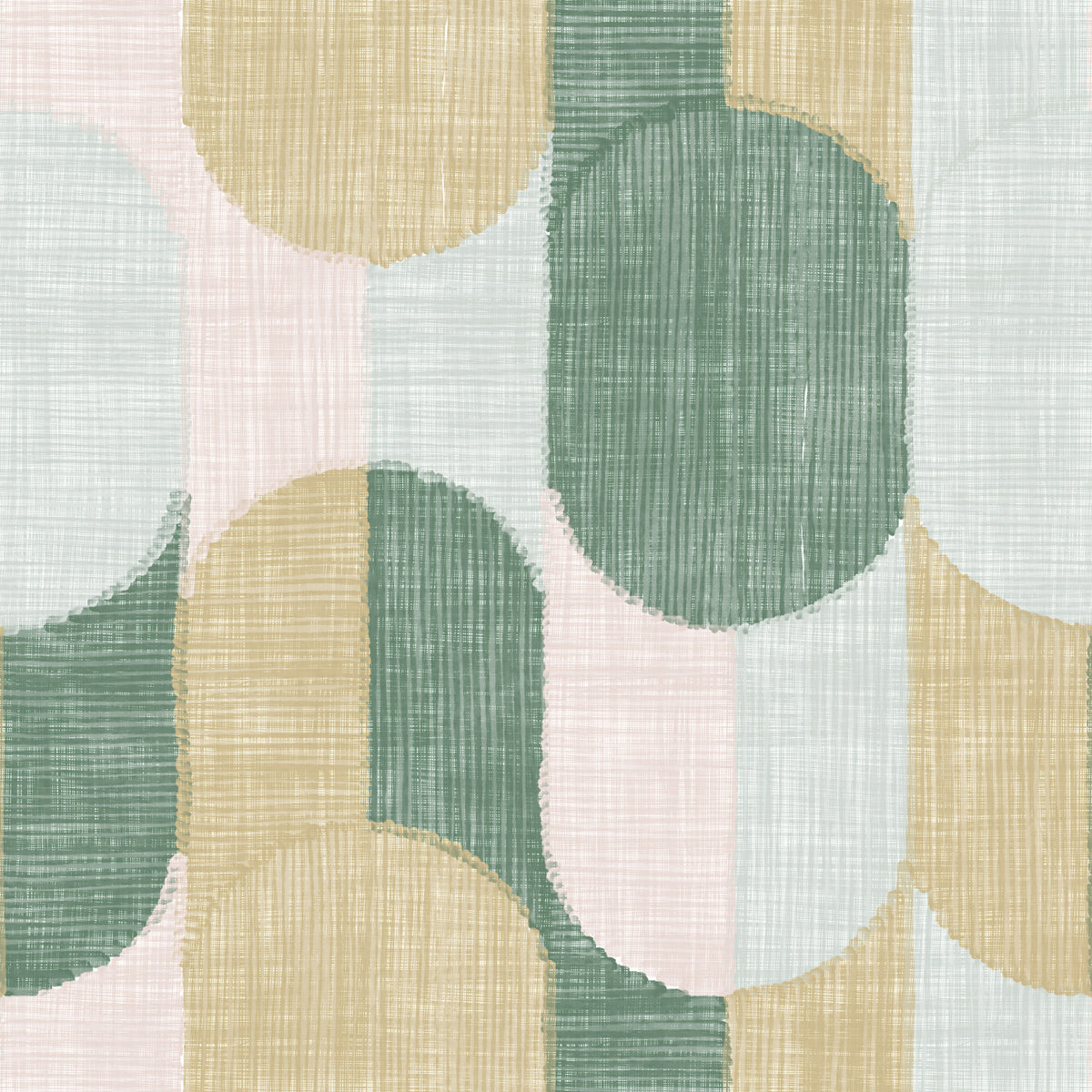 Mid Century Textured Hand Painted Geometries Beautifully Balanced Wallpaper⁠ in your room