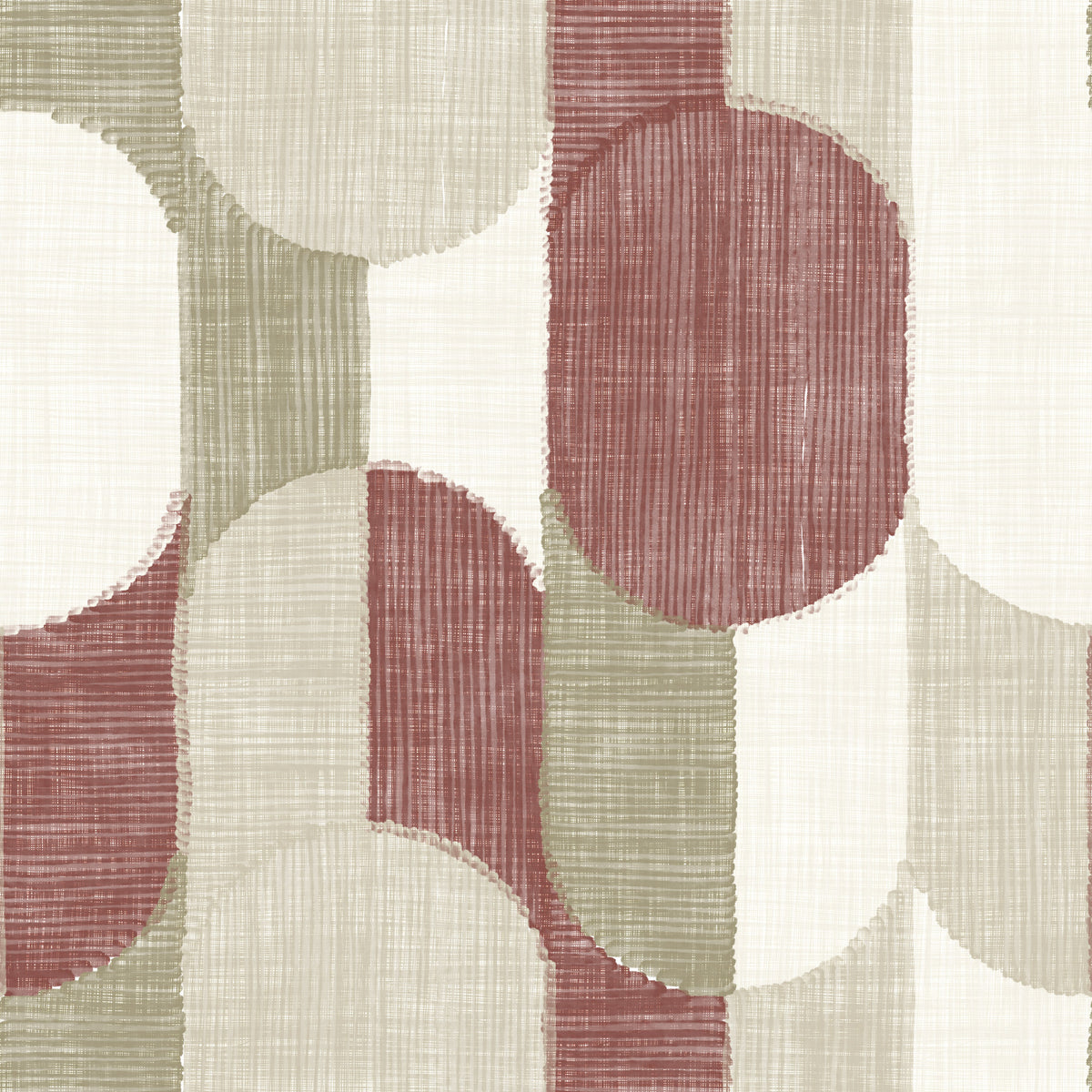Mid Century Textured Hand Painted Geometries Rustic Farmhouse Earthy Tones Wallpaper⁠ in your room — zoomed
