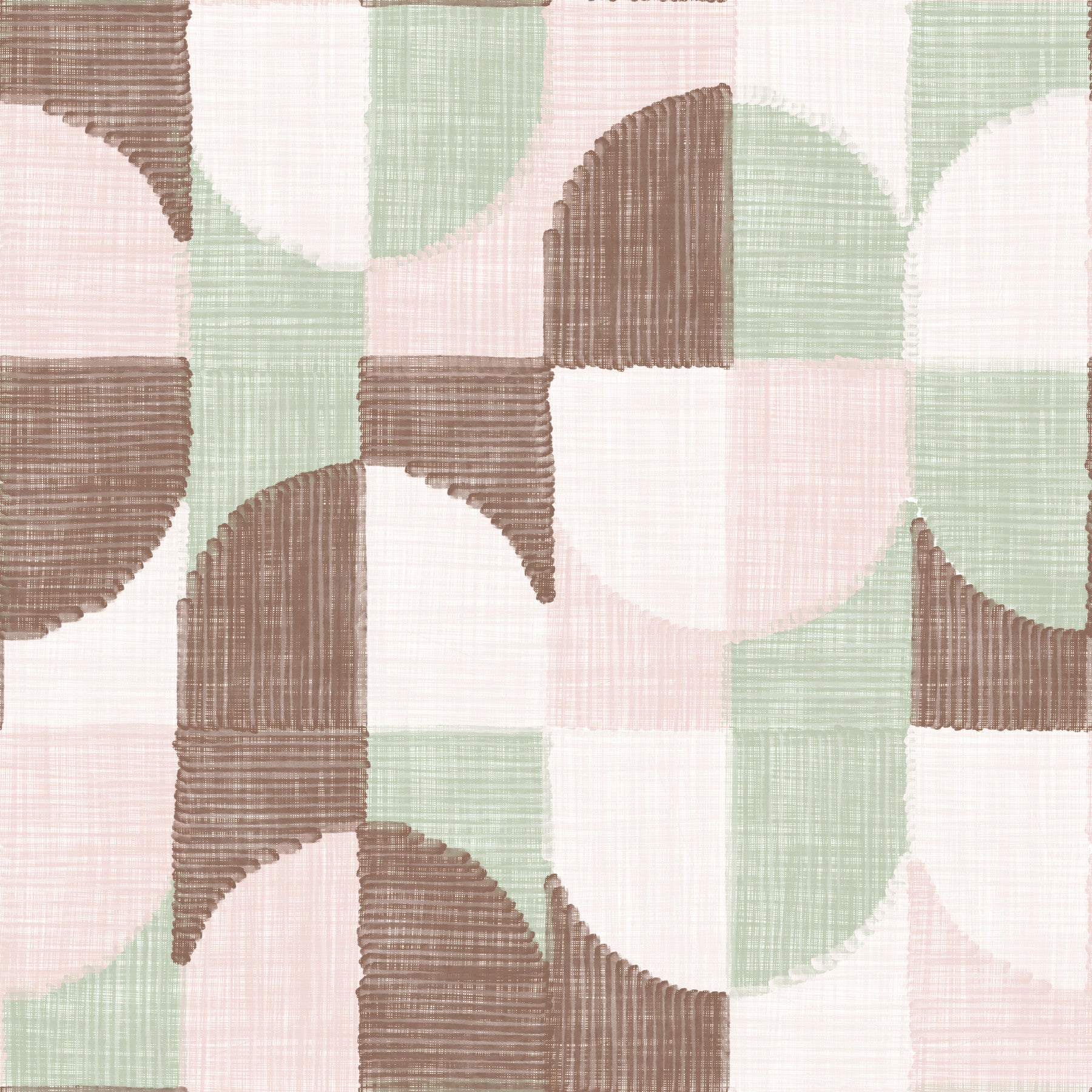 Tiled Textured Hand Painted Geometries Grandmillennial Delight Soft Wallpaper⁠