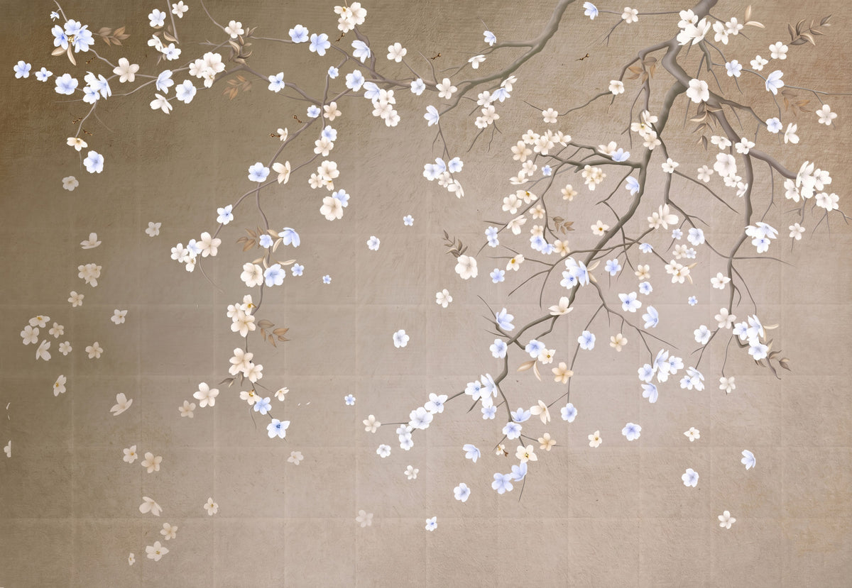 Minimalist Floating Petals Wall Mural in your room