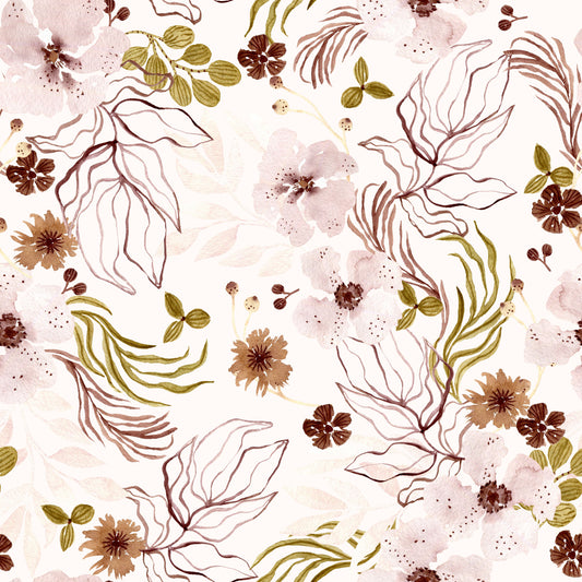 Pink Rustic Garden Watercolor Pattern Wallpaper⁠