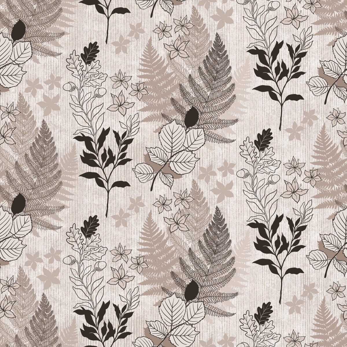 Alpine Botanical Silhouettes - Brown Wallpaper⁠ in your room