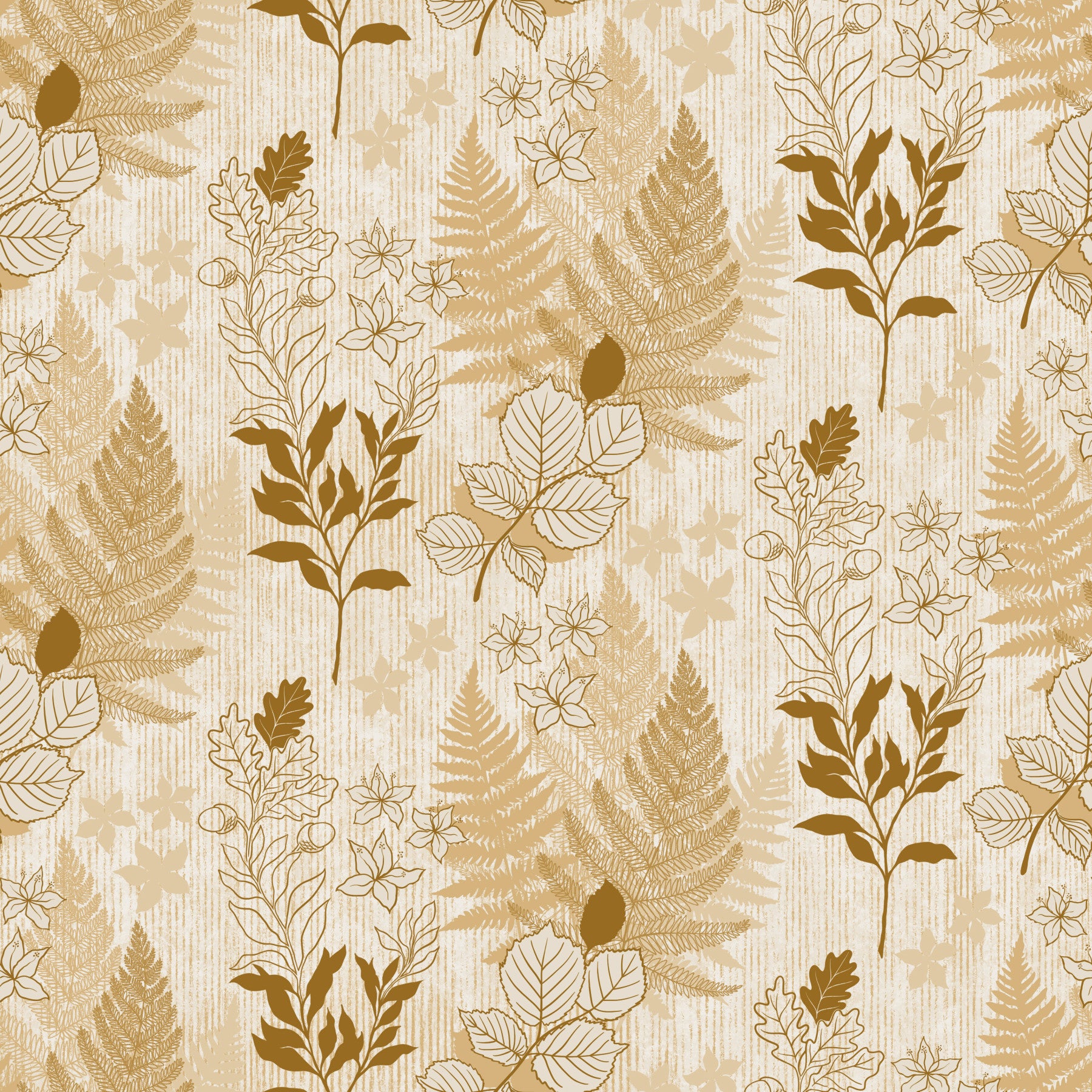 Alpine Botanical Silhouettes - Gold Wallpaper⁠