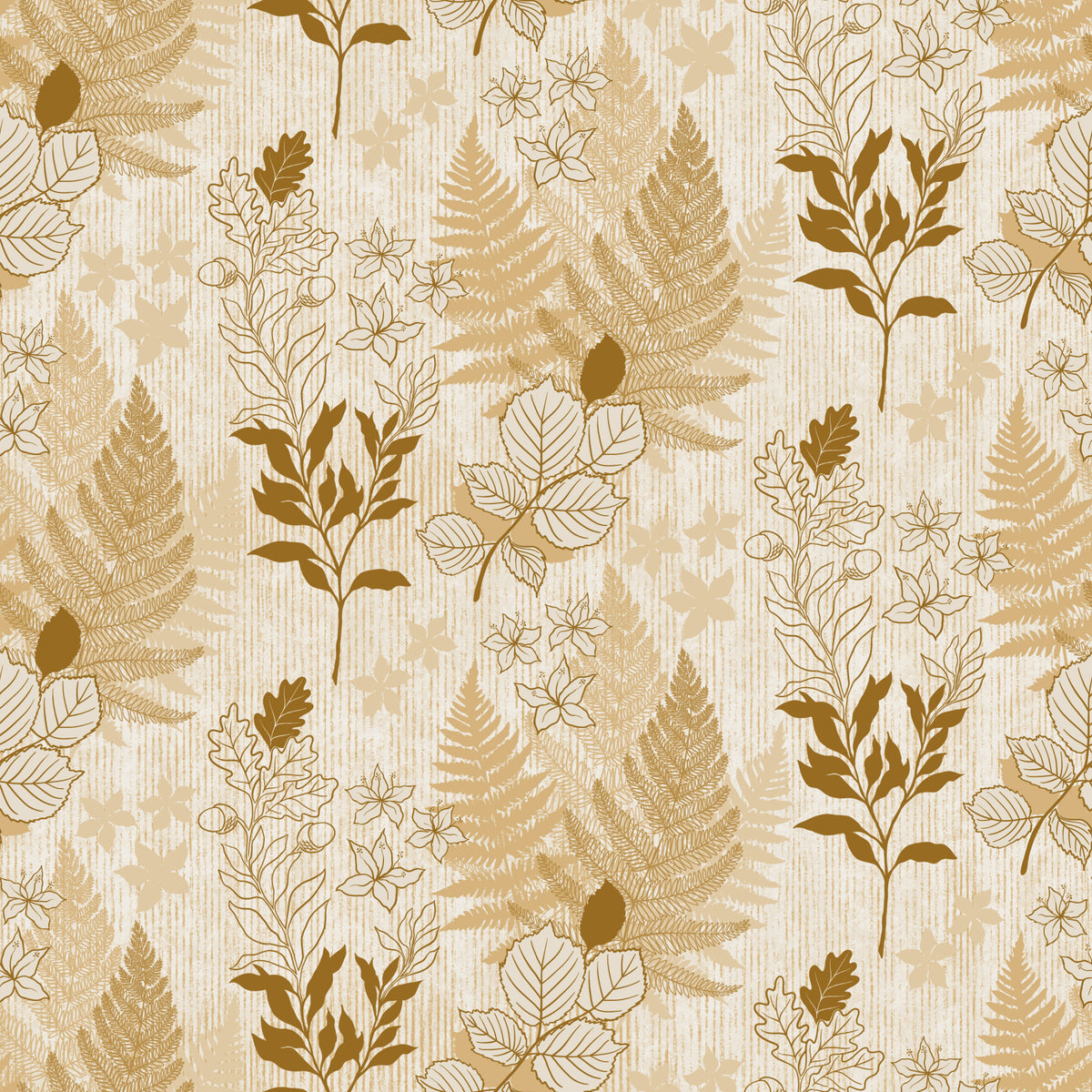 Alpine Botanical Silhouettes - Gold Wallpaper⁠ in your room — zoomed