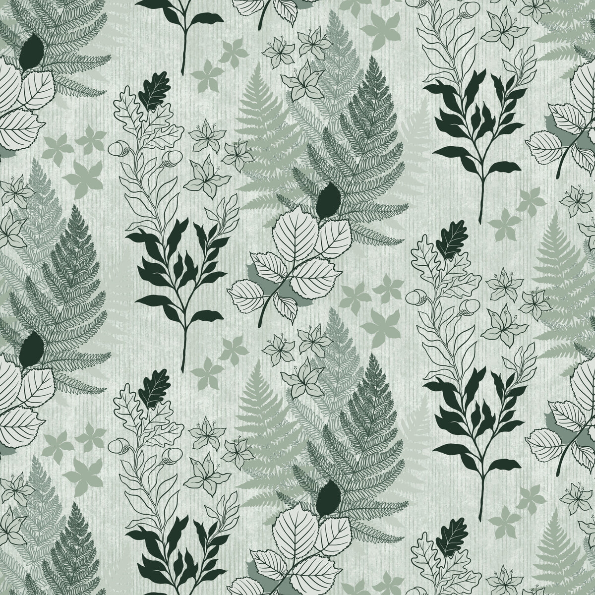Alpine Botanical Silhouettes - Green Wallpaper⁠ in your room