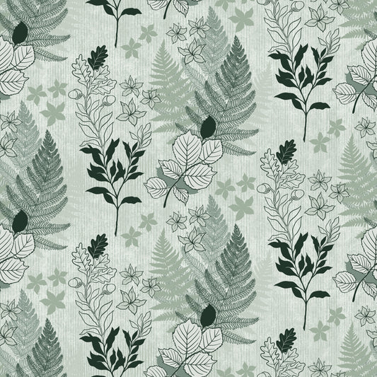 Alpine Botanical Silhouettes - Green Wallpaper⁠