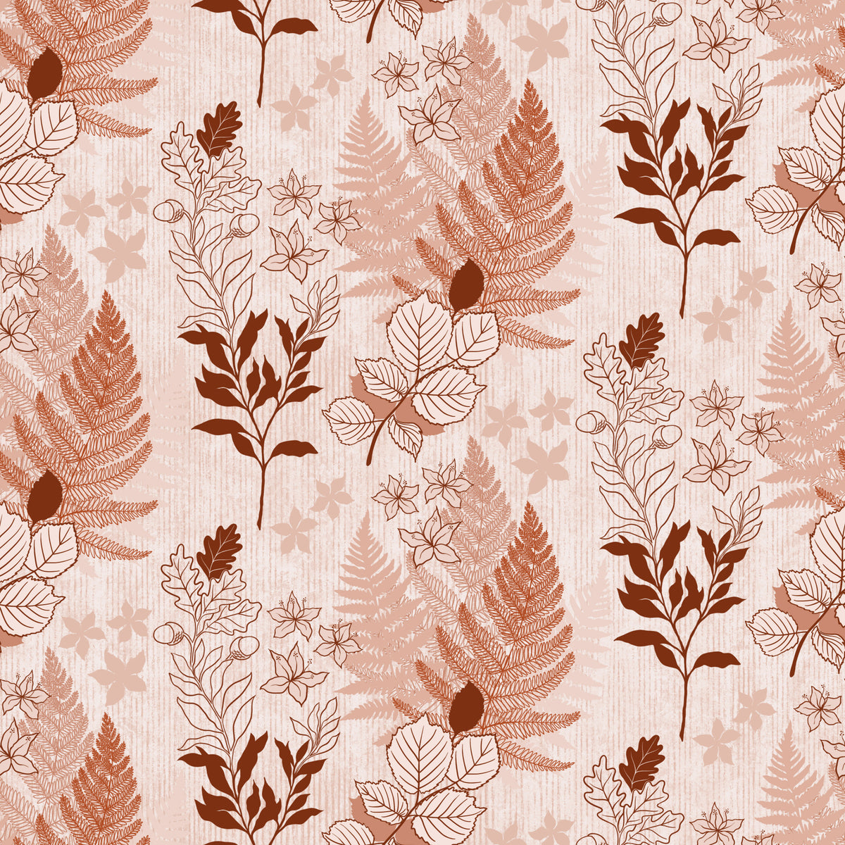 Alpine Botanical Silhouettes - Rusty Red Wallpaper⁠ in your room