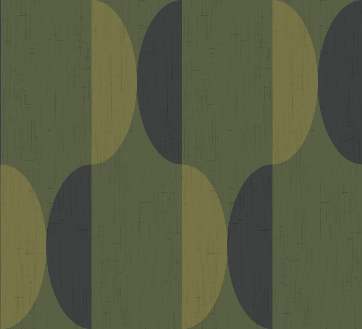 Mid Century Oval Wallpaper Olive Moss Wallpaper⁠ in your room