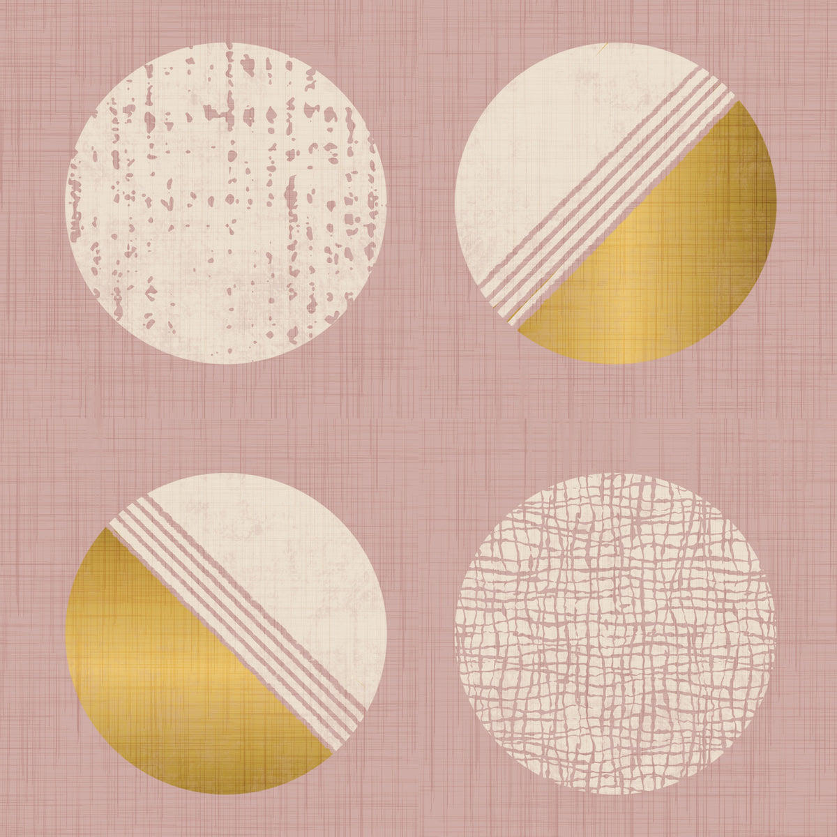 Blush Pink Mustard Circles Wallpaper Mid Century Wallpaper⁠ in your room