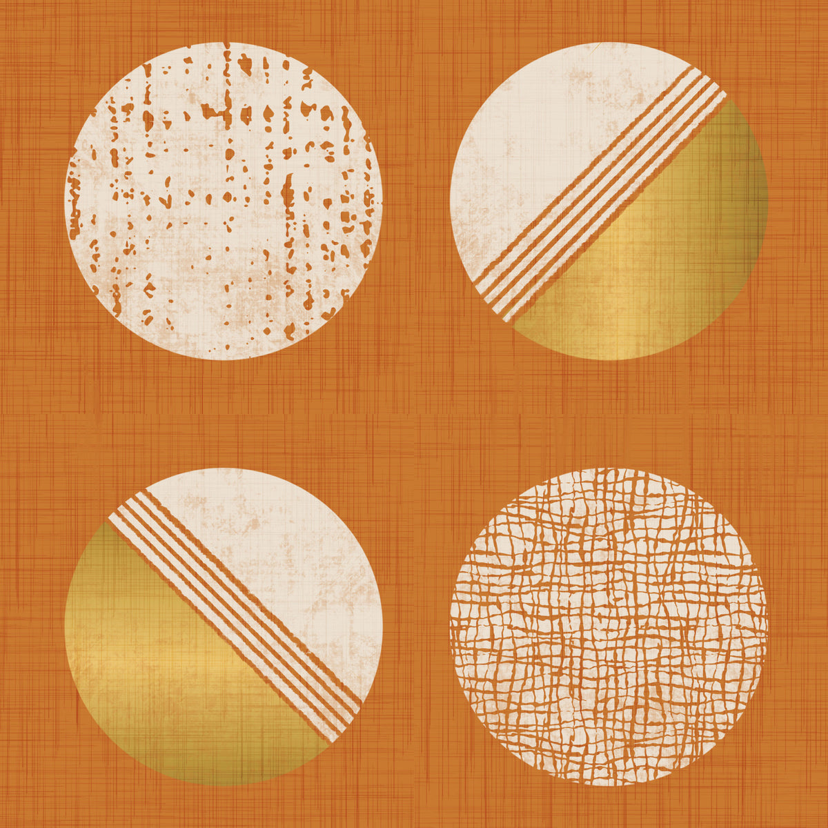 Burnt Orange Mustard Circles Wallpaper Mid Century Wallpaper⁠ in your room — zoomed