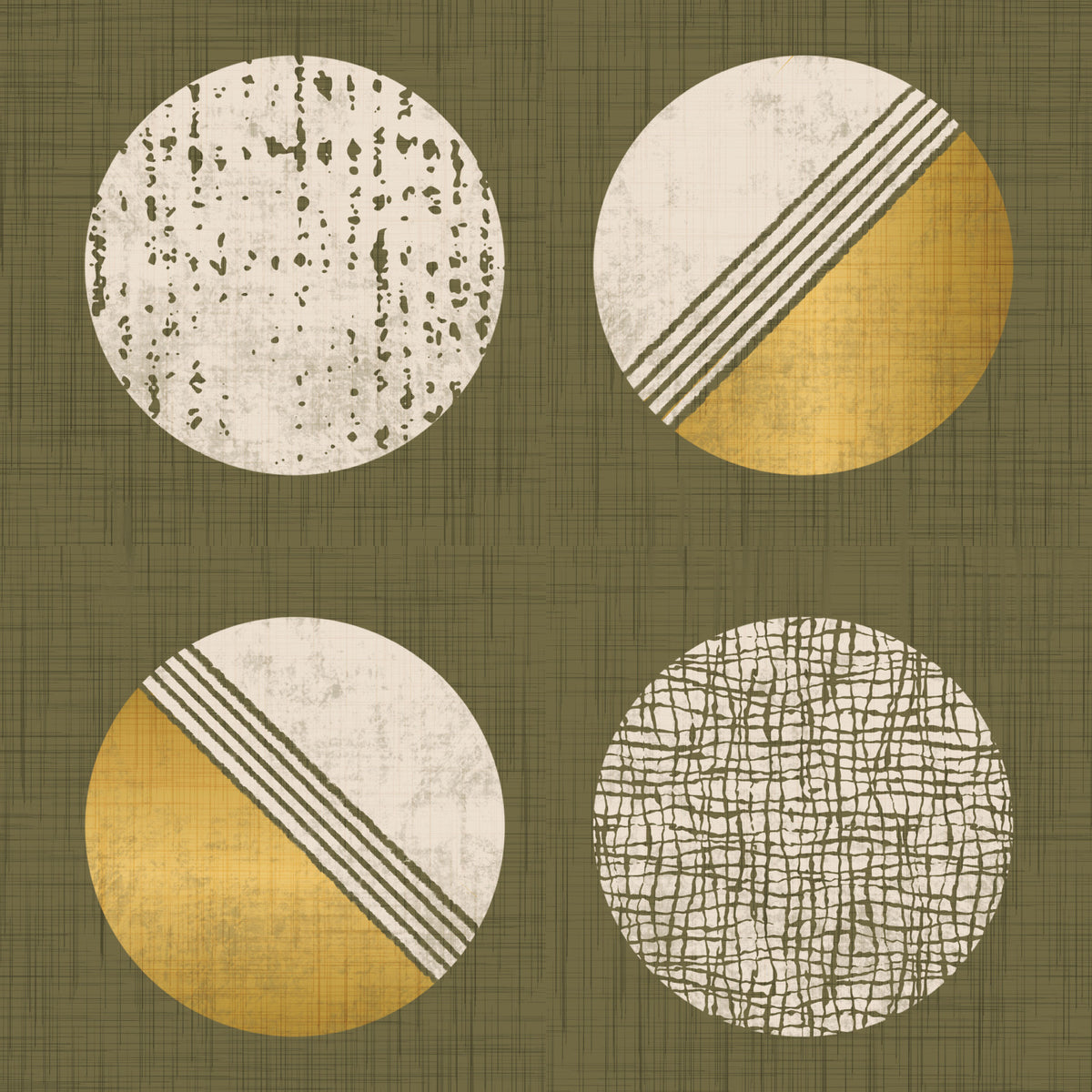 Olive Green Mustard Circles Wallpaper Mid Century Wallpaper⁠ in your room — zoomed