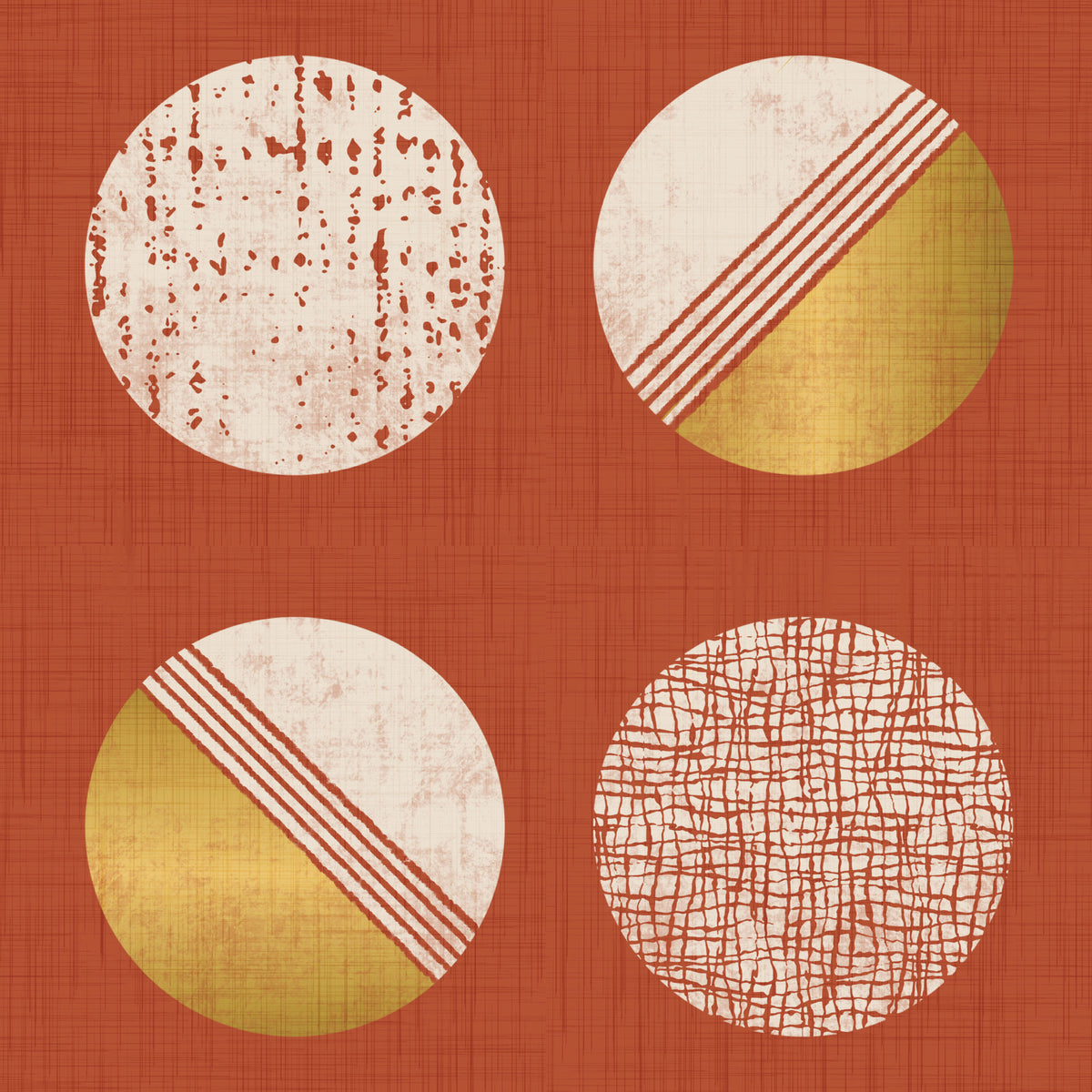 Rust Red Mustard Circles Wallpaper Mid Century Wallpaper⁠ in your room