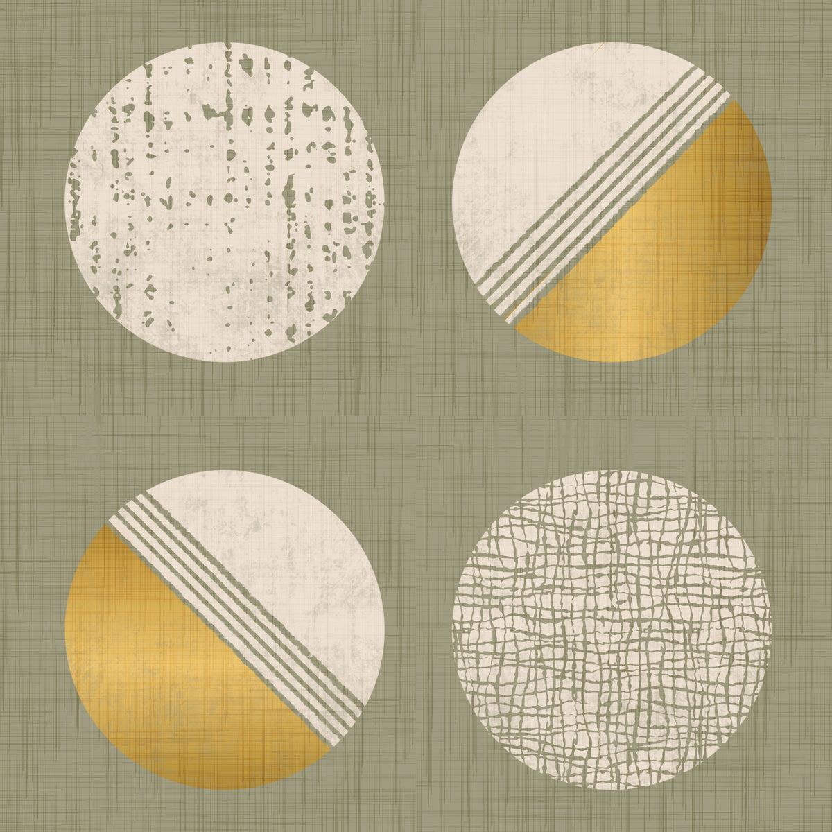 Sage Green Mustard Circles Wallpaper Mid Century Wallpaper⁠ in your room — zoomed
