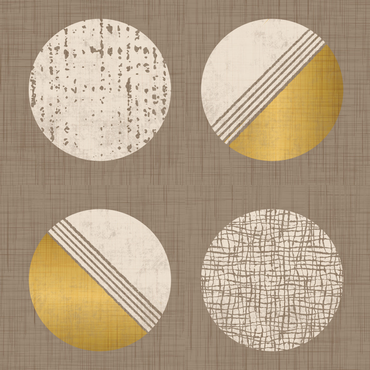Warm Taupe Mustard Circles Wallpaper Mid Century Wallpaper⁠ in your room — zoomed