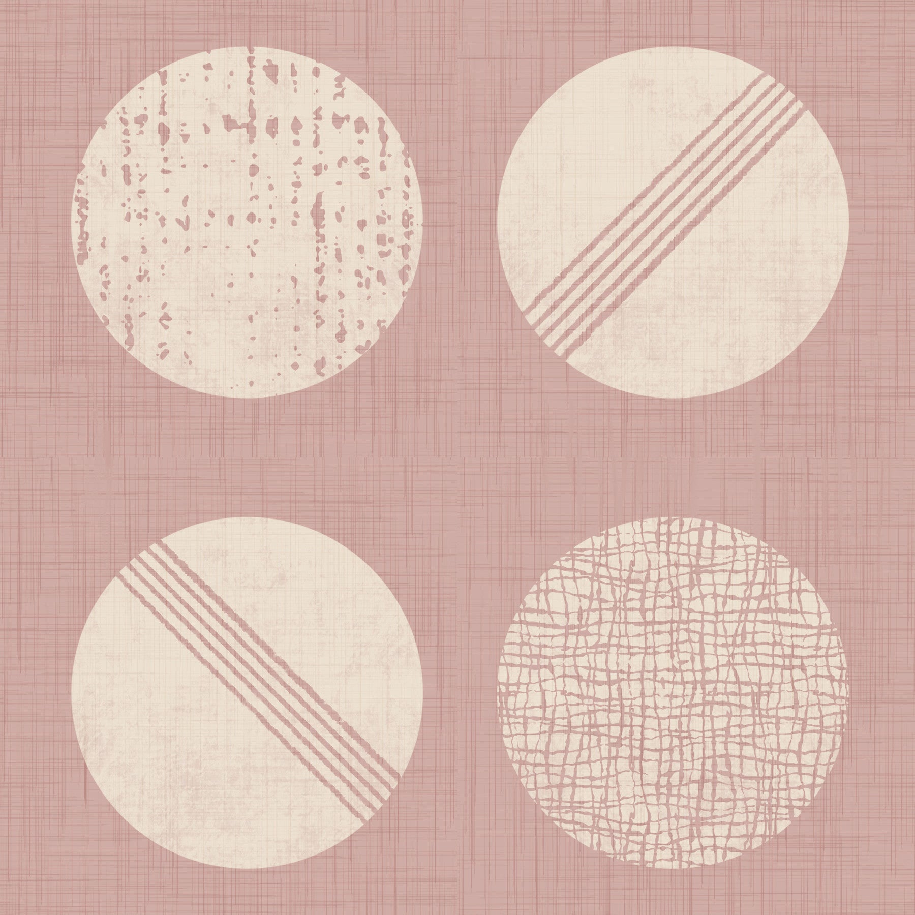 Blush Pink Cream Circles Wallpaper Mid Century Wallpaper⁠