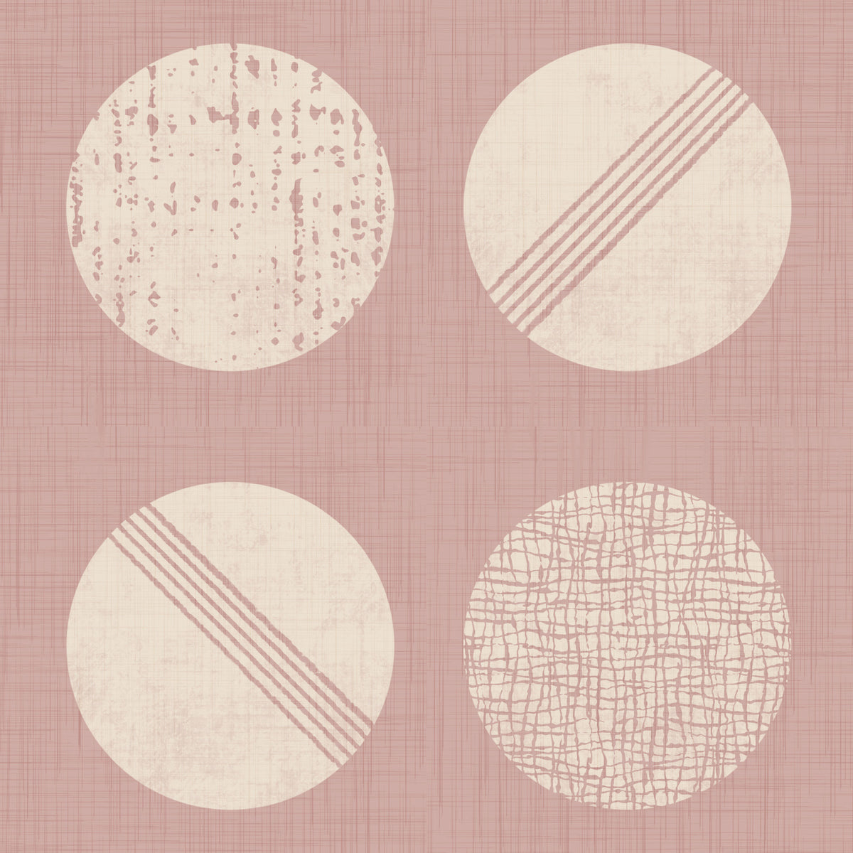 Blush Pink Cream Circles Wallpaper Mid Century Wallpaper⁠ in your room