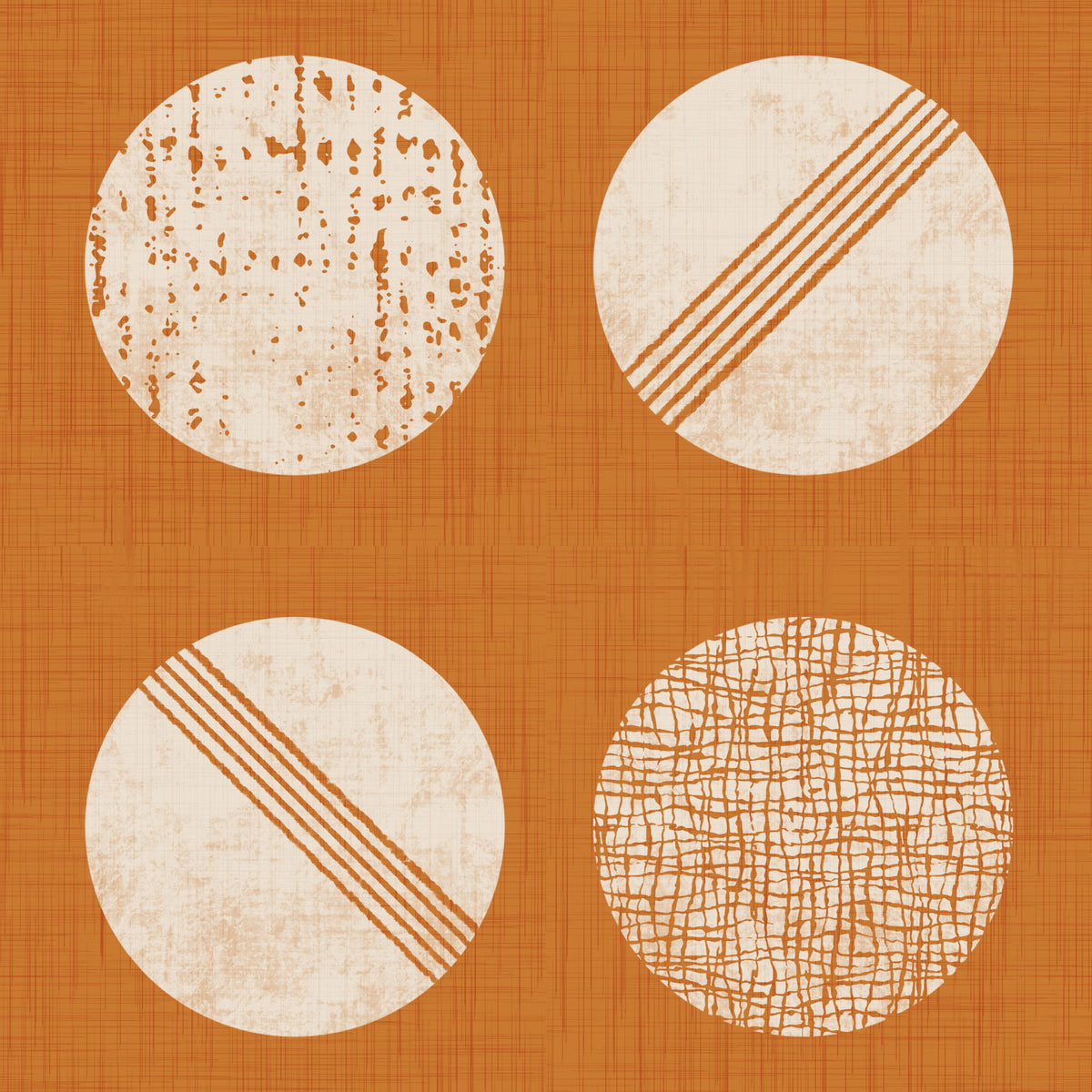 Burnt Orange Cream Circles Wallpaper Mid Century Wallpaper⁠ in your room
