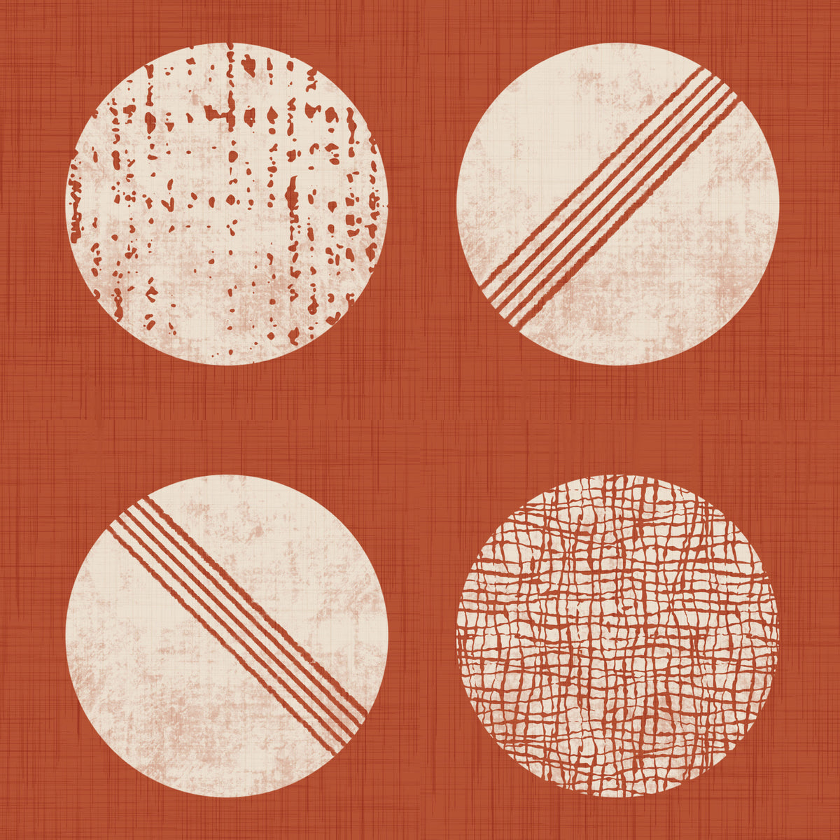 Rust Red Cream Circles Wallpaper Mid Century Wallpaper⁠ in your room