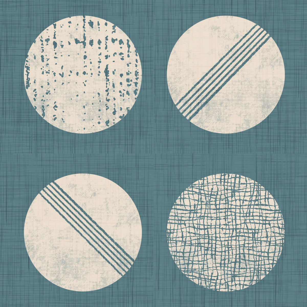 Dusty Teal Cream Circles Wallpaper Mid Century Wallpaper⁠ in your room — zoomed