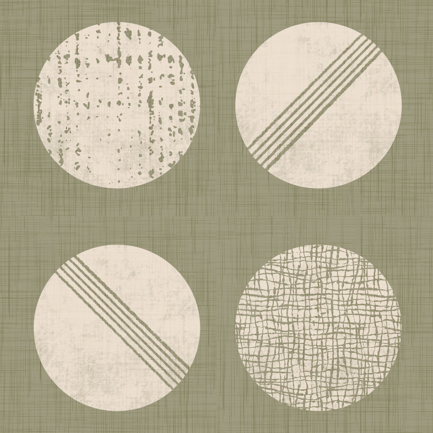 Sage Green Cream Circles Wallpaper Mid Century Wallpaper⁠