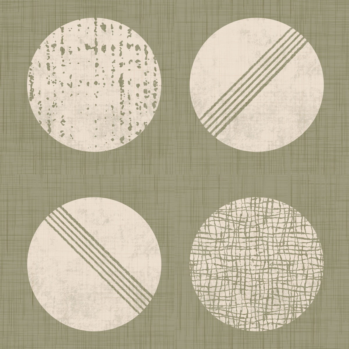 Sage Green Cream Circles Wallpaper Mid Century Wallpaper⁠ in your room