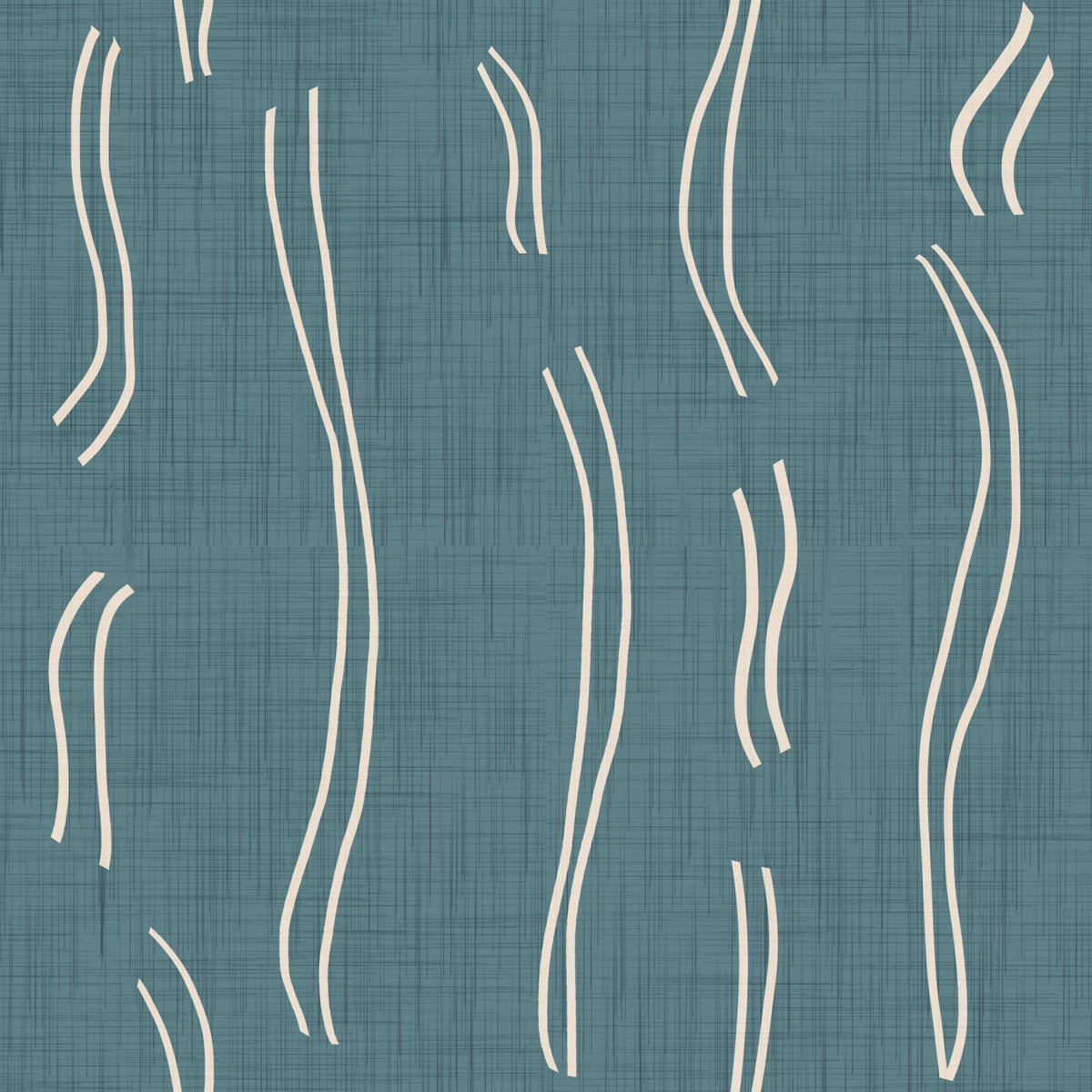 Dusty Teal Wavy Stripe Wallpaper Mid Century Wallpaper⁠ in your room — zoomed