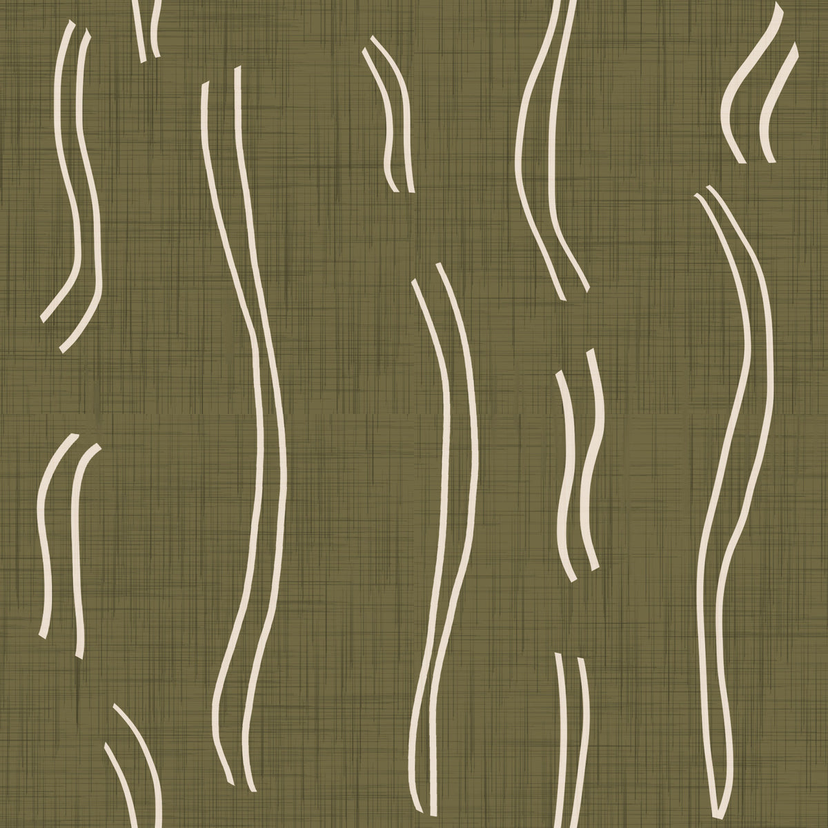 Olive Green Wavy Stripe Wallpaper Mid Century Wallpaper⁠ in your room