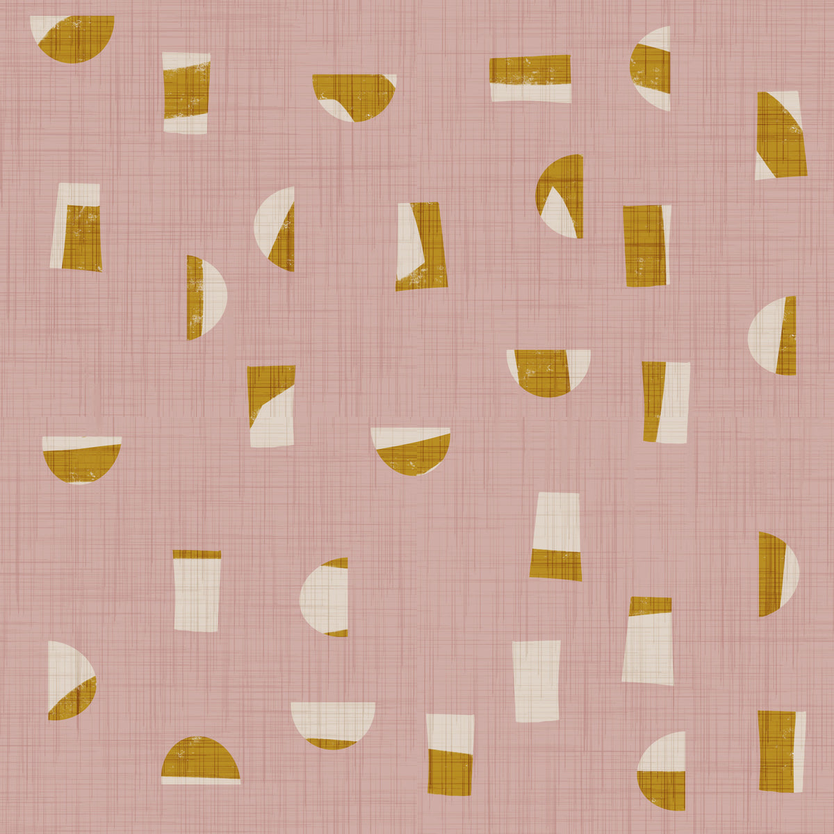 Blush Pink Abstract Shapes Wallpaper Mid Century Wallpaper⁠ in your room