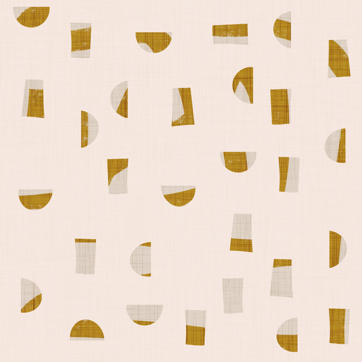 Cream Mustard Abstract Shapes Wallpaper Mid Century Wallpaper⁠ in your room — zoomed