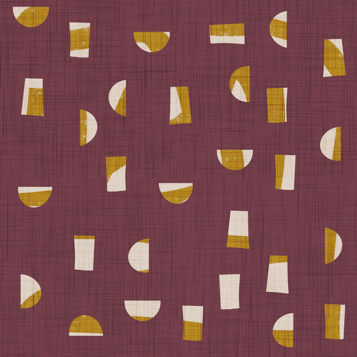 Burgundy Abstract Shapes Wallpaper Mid Century Wallpaper⁠ in your room — zoomed