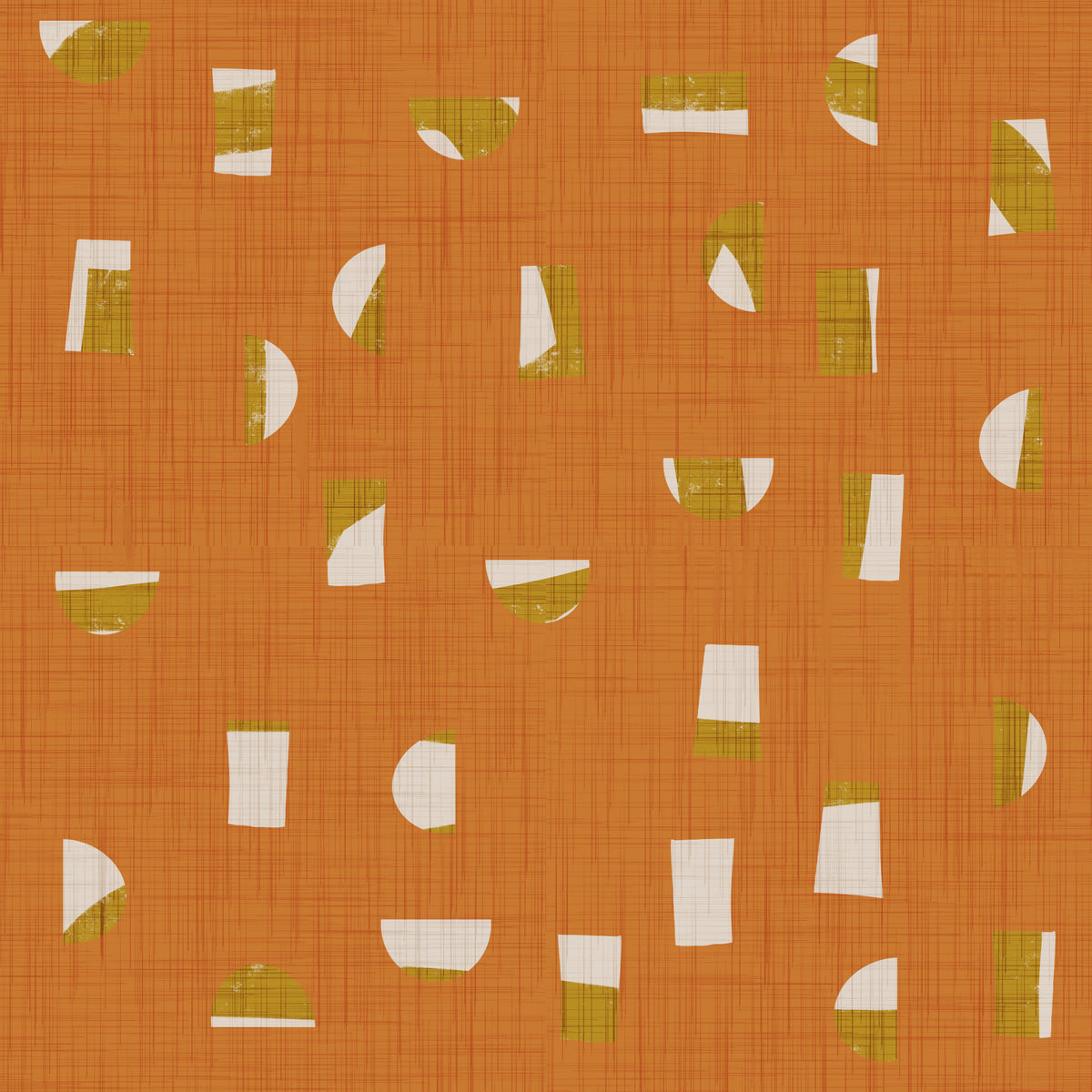 Burnt Orange Abstract Shapes Wallpaper Mid Century Wallpaper⁠ in your room