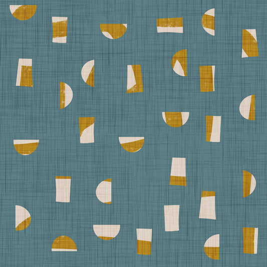 Dusty Teal Abstract Shapes Wallpaper Mid Century Wallpaper⁠