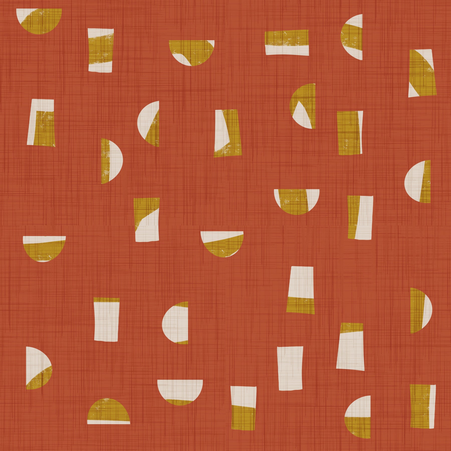Rust Red Abstract Shapes Wallpaper Mid Century Wallpaper⁠