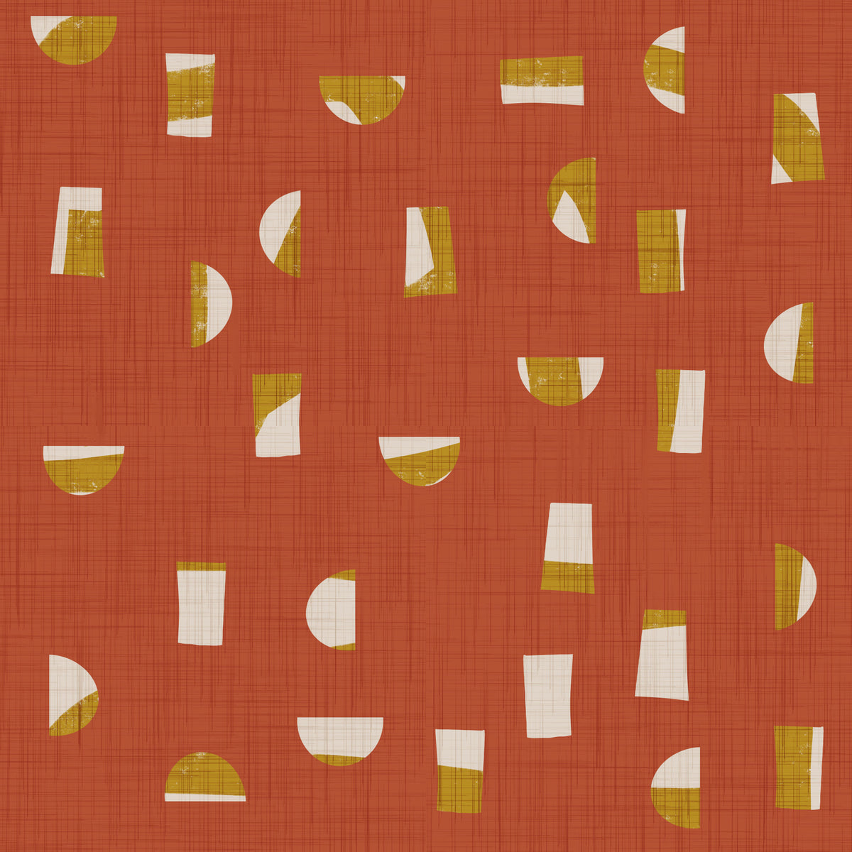 Rust Red Abstract Shapes Wallpaper Mid Century Wallpaper⁠ in your room