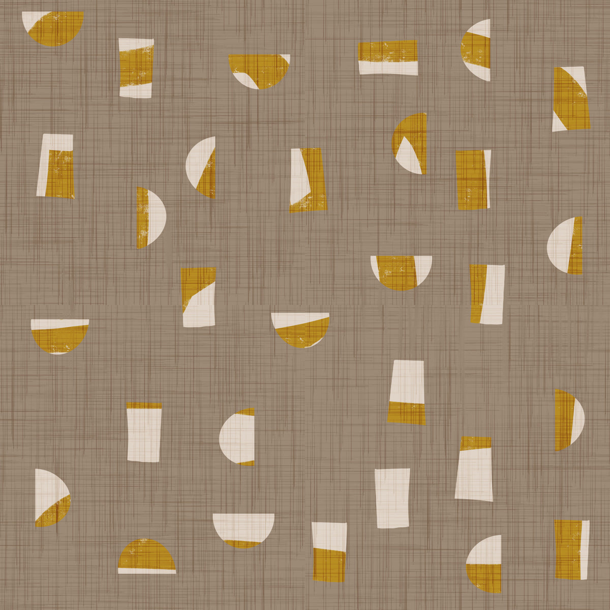 Warm Taupe Abstract Shapes Wallpaper Mid Century Wallpaper⁠ in your room