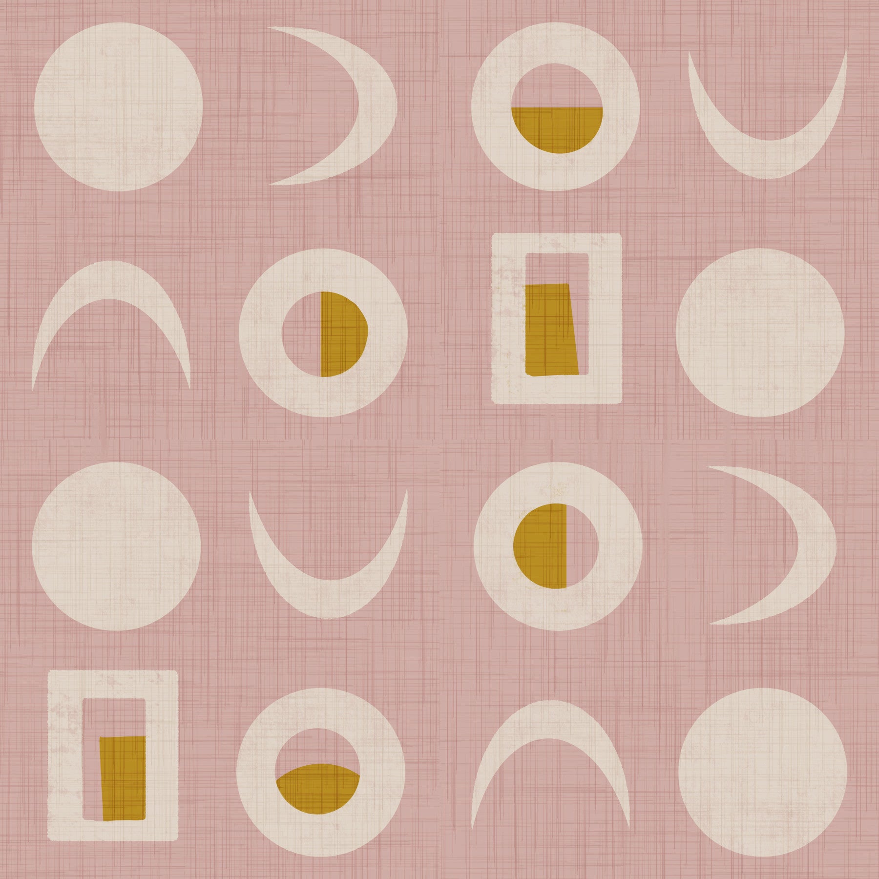 Blush Pink Moon Phase Wallpaper Mid Century Wallpaper⁠