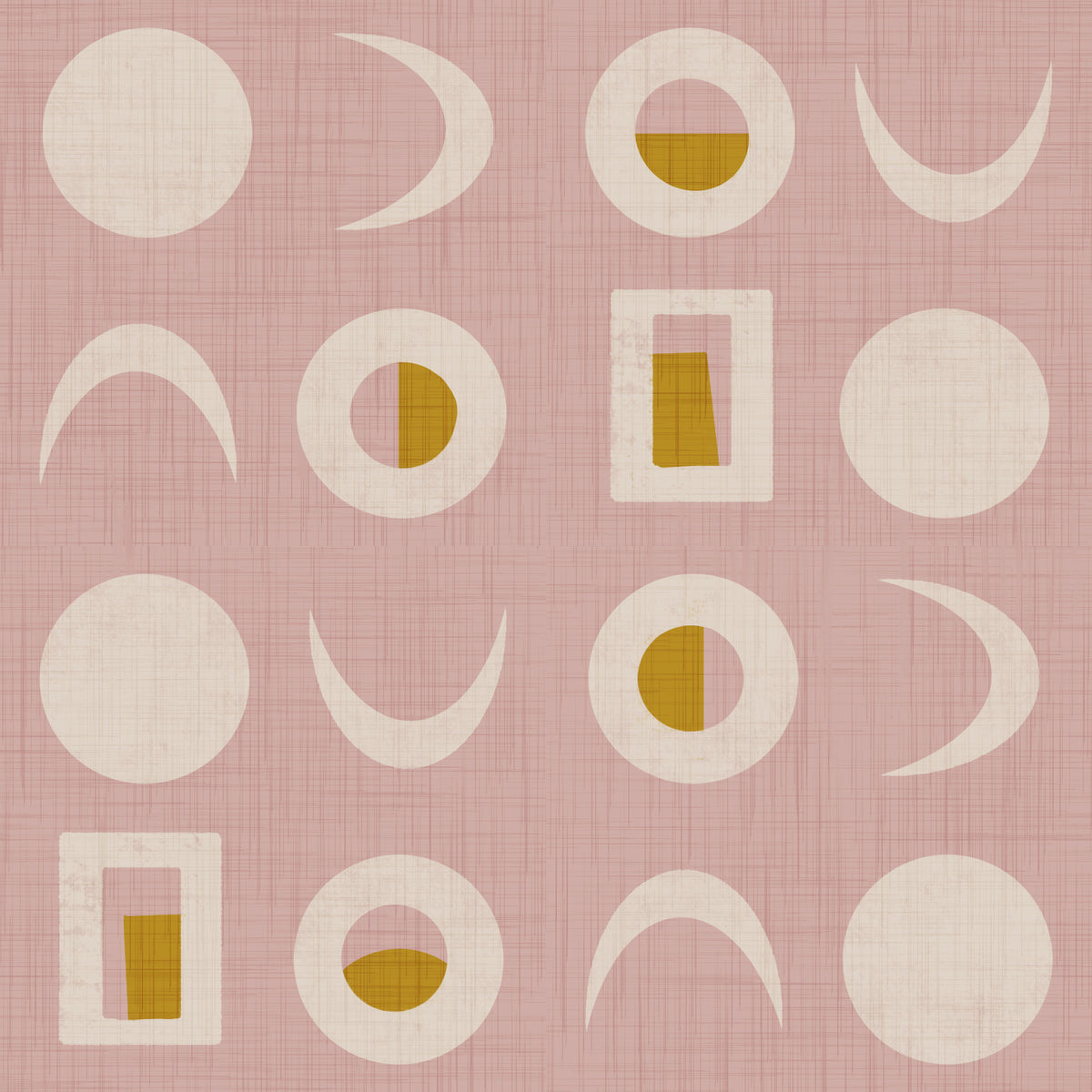 Blush Pink Moon Phase Wallpaper Mid Century Wallpaper⁠ in your room