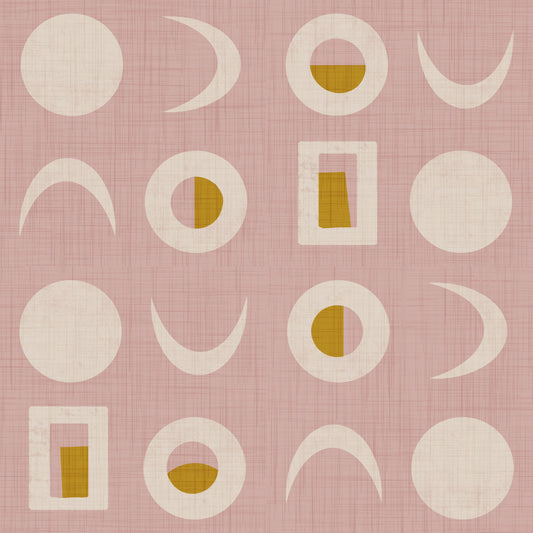 Blush Pink Moon Phase Wallpaper Mid Century Wallpaper⁠