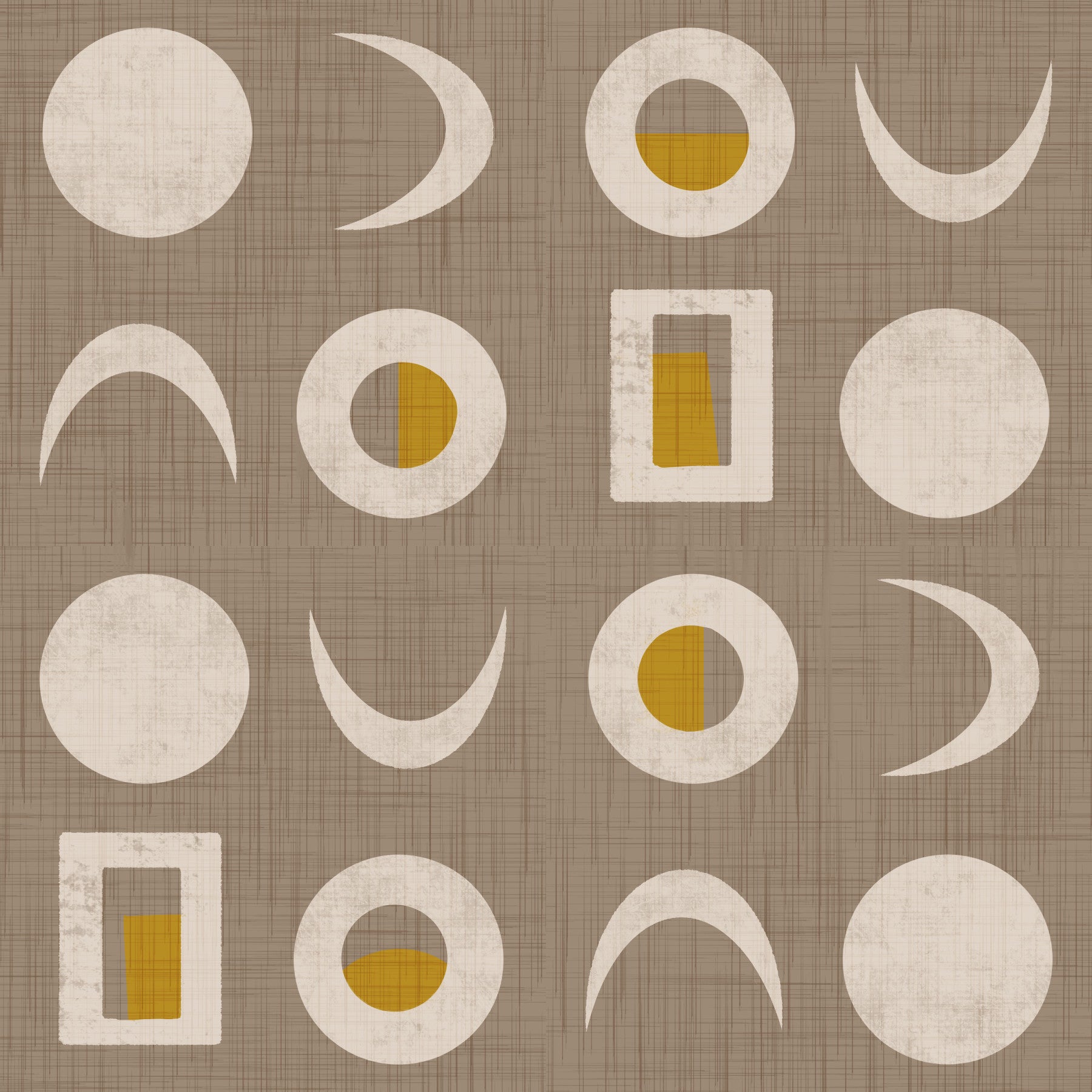Warm Taupe Moon Phase Wallpaper Mid Century Wallpaper⁠