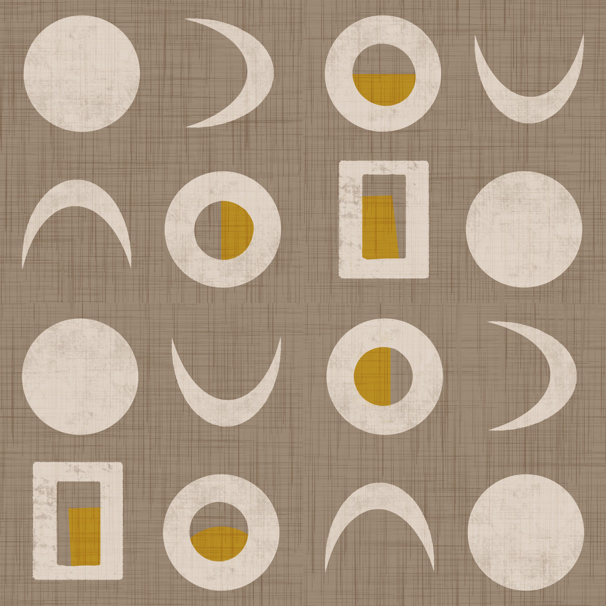 Warm Taupe Moon Phase Wallpaper Mid Century Wallpaper⁠ in your room