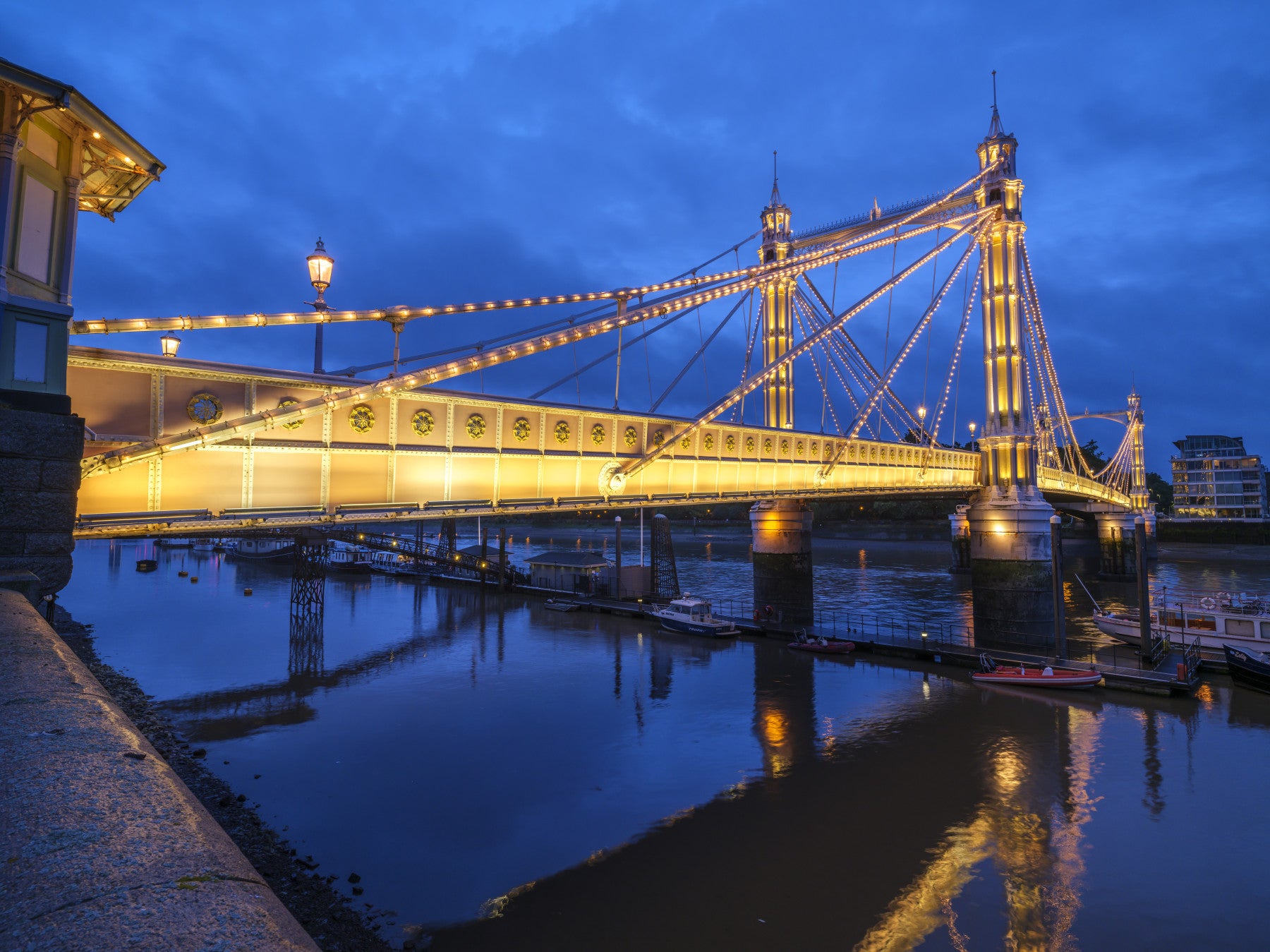 Riverside Twilight Architecture Wall Mural