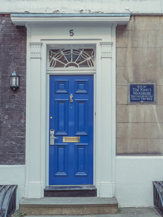 Traditional Blue Door and Brick Architecture Wall Mural